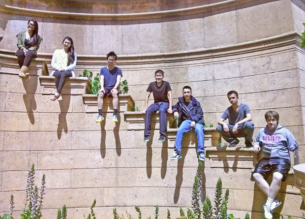 On the steps of the Palace of Fine Arts Theatre in San Francisco