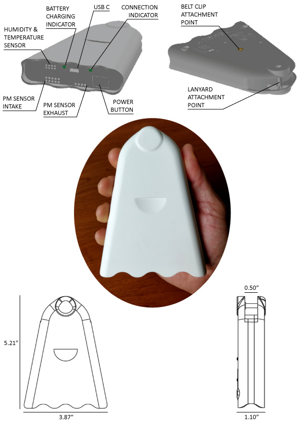AirBeam2 Features and Dimensions